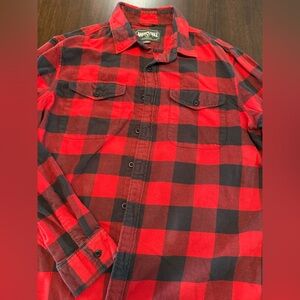 American Eagle Outfitter Super Soft Red Black Plaid Flannel Shirt Men L Cotton